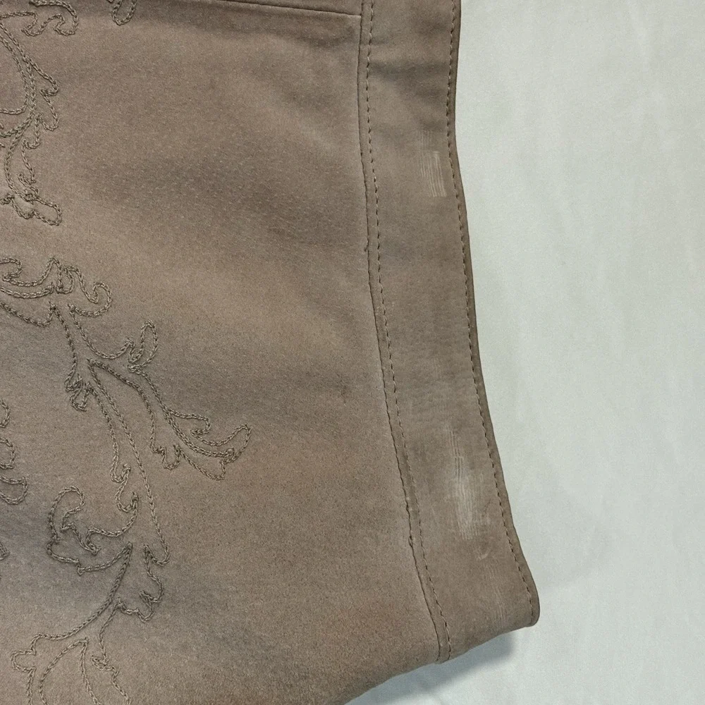 Lili Le Rose Collection Leather Fringe Skirt Floral Embroidery‎ Size 12
